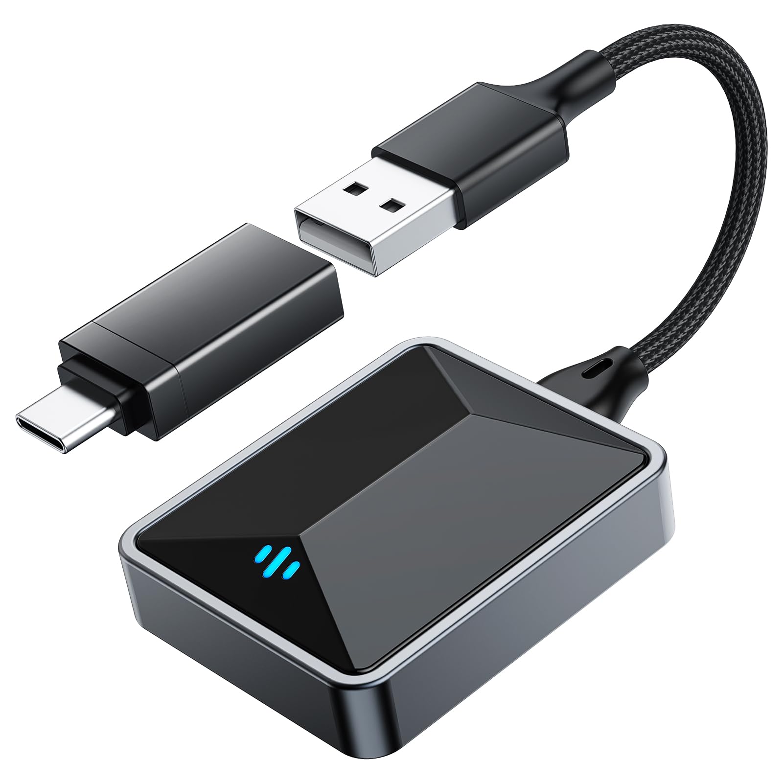 Wireless Carplay Android Auto Adapter,2 in1 CarPlay Android Auto Wireless Adapter,Easy Plug and Play,High-Speed 5.8GHz,Low Latency,Compatible with Car from 2016+,IOS 10+,Android 11+