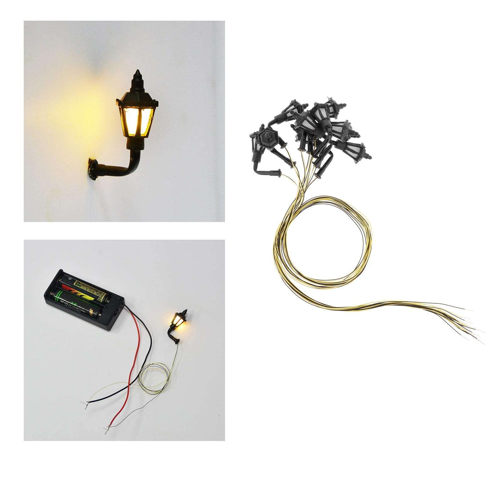 SunniMix 10 Mini Lampadaires LED Pour Train Modèle - Hauteur 2.5cm Paysage Miniature