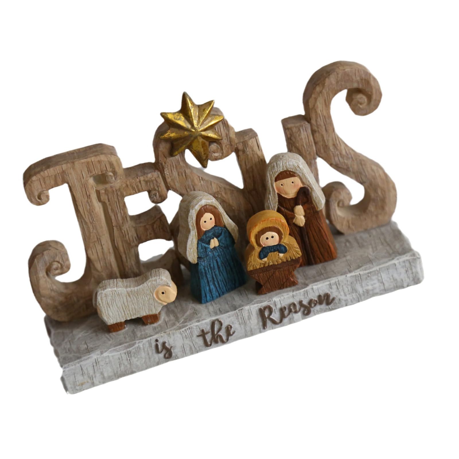 Sisyeuo Religious Statue Holy Family Figurine Christmas Nativity Scene Ornament Resins Holiday Decoration Catholic Christmas Sculpture