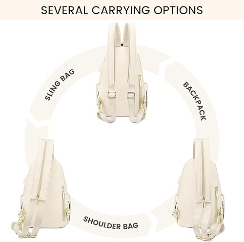 Miniatura 7 de LOVEVOOK Bolso bandolera pequeño para mujer, mochila cruzada a la moda, mini bolsa de hombro, bolsa de pecho para viajes, senderismo, Blanco sucio