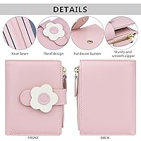 Farcauo Cute Pink Small Wallet for Women Minimalist 3D Flower Farcauo Cute Pink Small Wallet for Women Minimalist 3D Flower