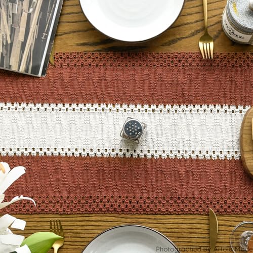 Caramel Farmhouse Woven Table Runner 12x60 Inch - image 3