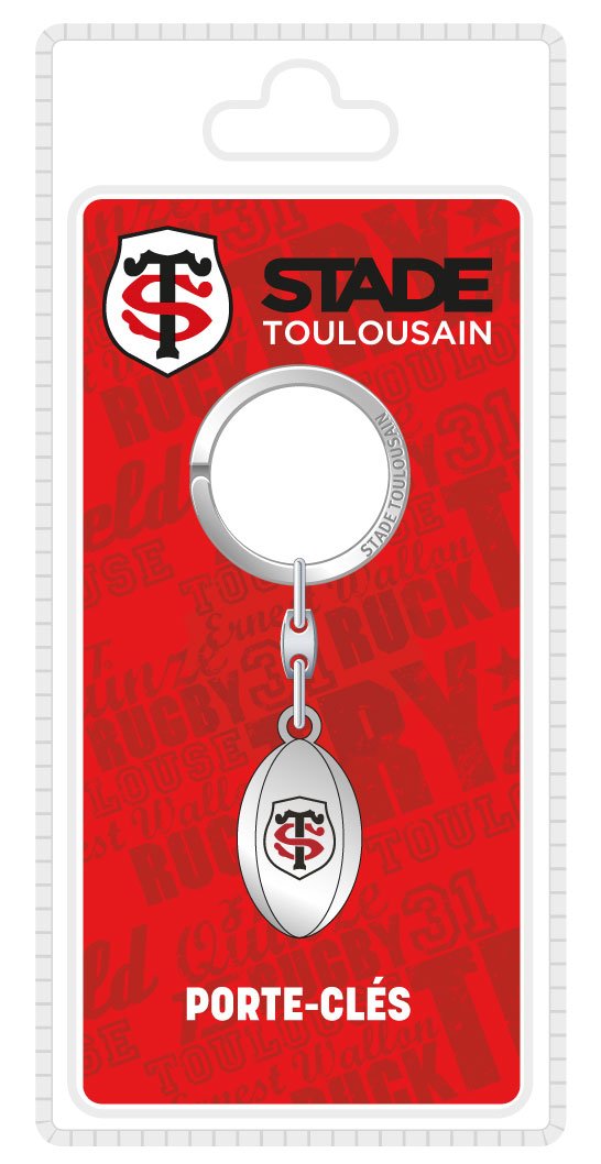 La Plume Dorée Ballon Rugby Porte-Clef Sous Blister Métal Multicolore 8,5 x 18 x 2,5 cm