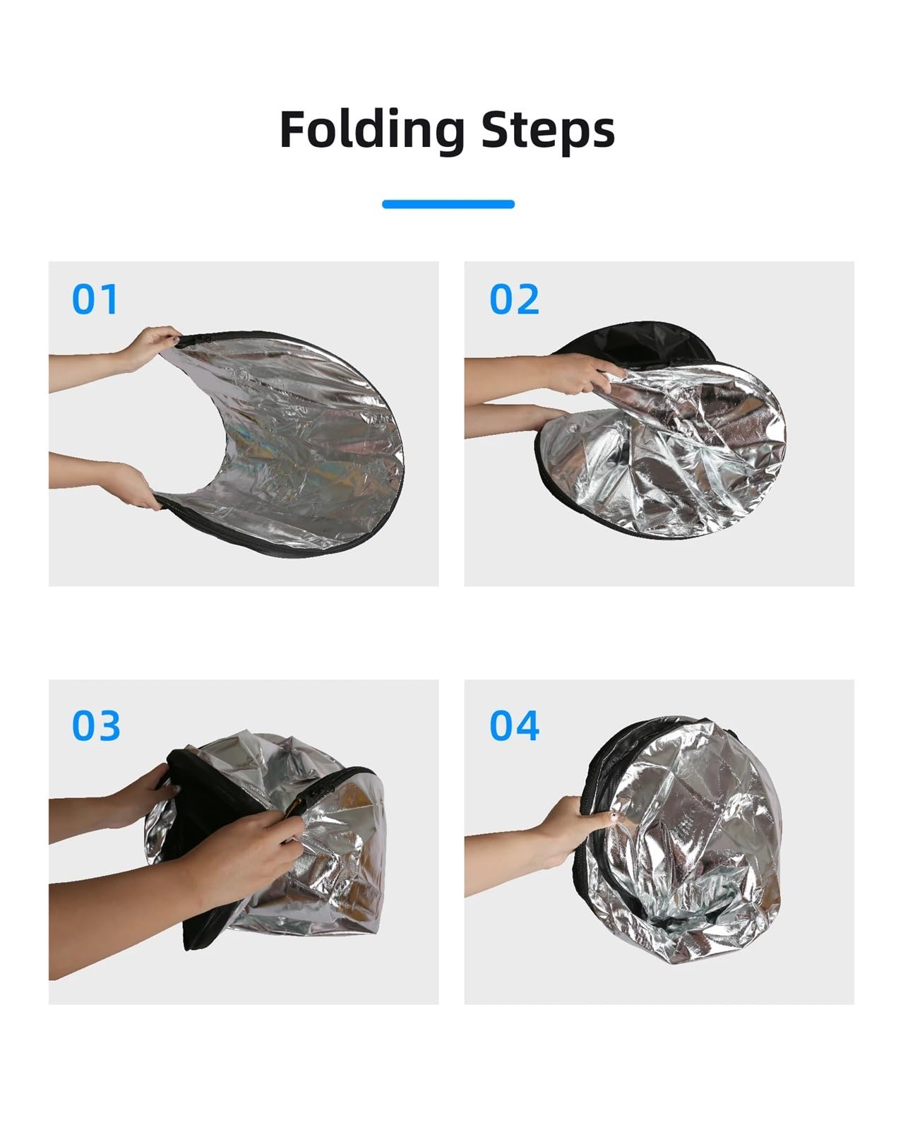 Reflector RF04 de 24 Pulgadas, 5 en 1, 60 x 90 cm, 120, Plateado, Blanco y Dorado, portátil, Plegable, luz, Redondo, for fotografía Estudio(90X120CM G-S)