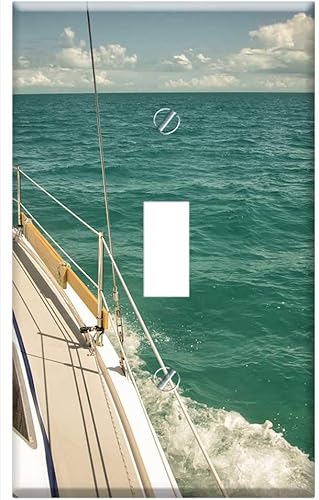 Placa de interruptor de un solo toque, barco de vela Ocean Bahamas Abacos Sea Travel Boat