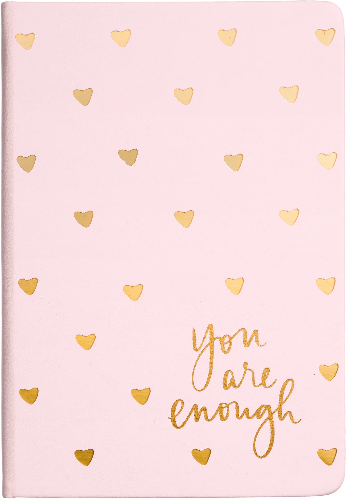 Dayna Lee Heart Lined Journal Notebook, Die Cut Hardcover, A5 Writing Journal, 256 Ruled Pages, Ribbon Bookmark, Lay Flat, Notebook for Work or School, “You are Enough” (Pink, 6x8 inches, Eccolo)