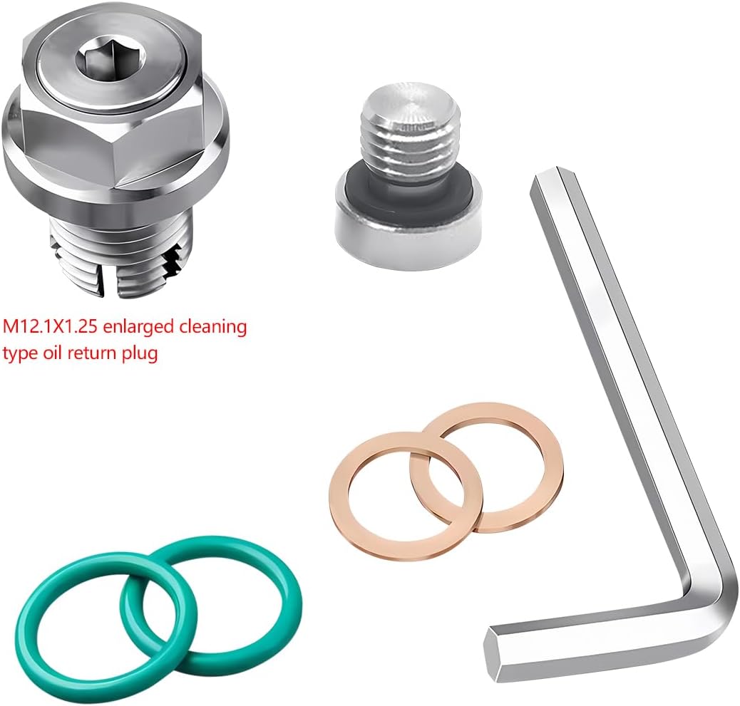 Bittwee M12.1-1.25 x 15mm Oversize Piggyback Car Oil Drain Plug, Stainless Steel Self Tapping Oil Pan Thread Repair Kit with O-Ring & Hexagonal Wrench, Universal for Most Vehicles