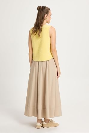 Poplin Waist Elastic Long Skirt 27321
