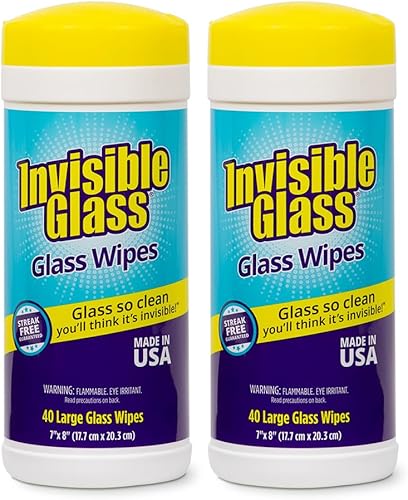 Miniatura 1 de Invisible Glass 90160-2PK 40 toallitas de limpieza de vidrio sin pelusas, perfectas para espejos, ventanas, parabrisas para el hogar, automóvil y