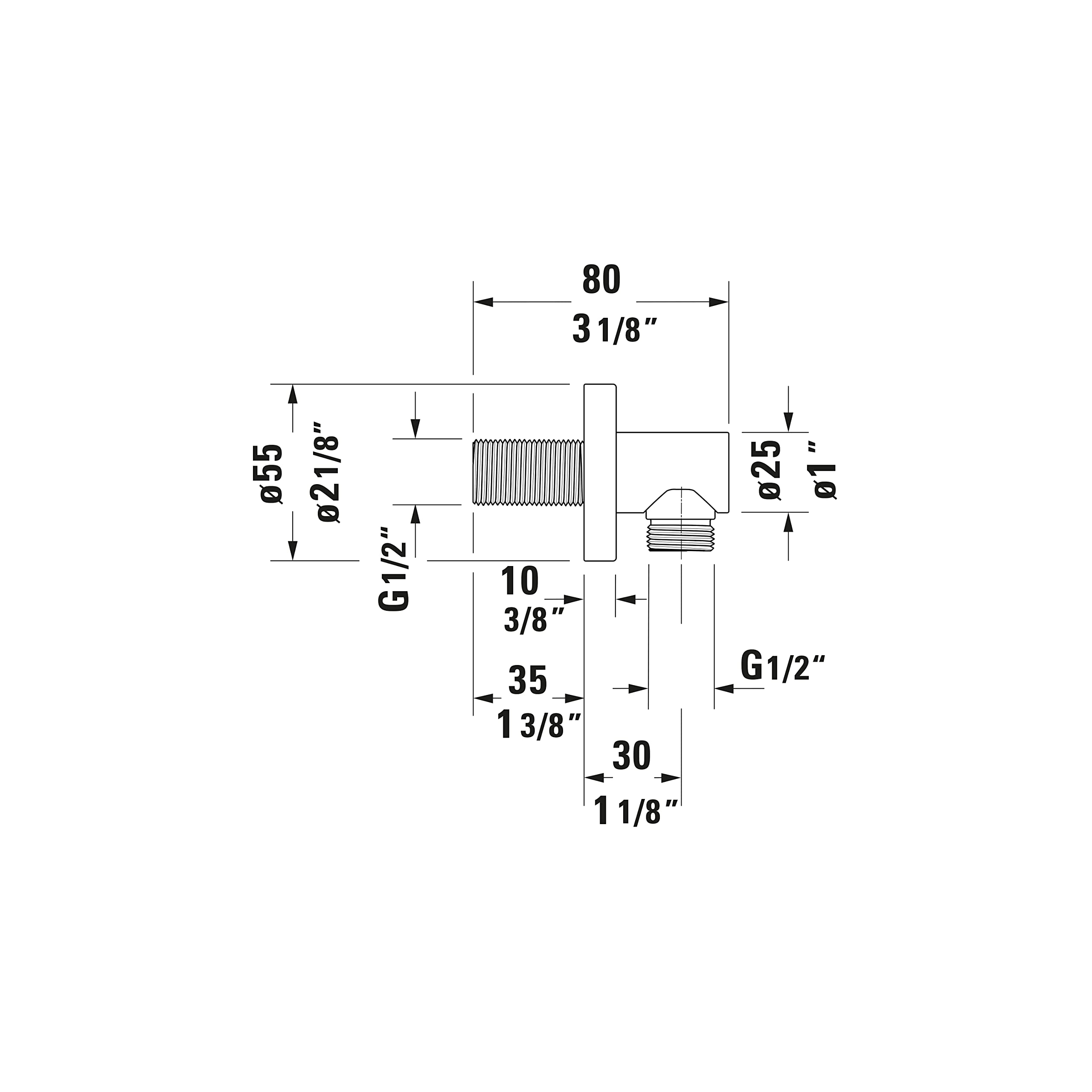 Duravit Universal Gomito a parete, Gomito di collegamento alla doccia con copertura rotonda a parete, Raccordo del tubo flessibile doccia, nero opaco