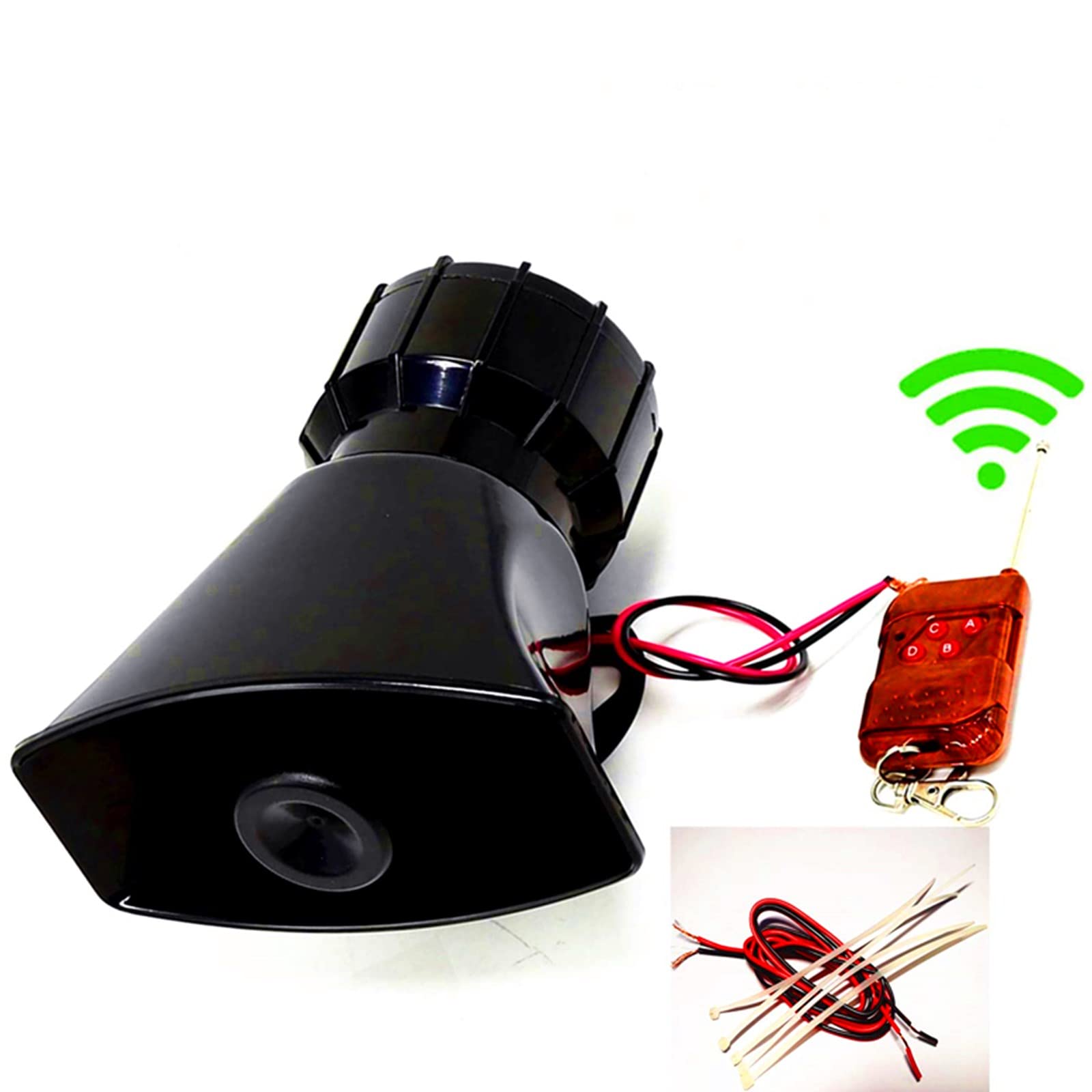 Car Horn Corne d'alarme à distance Corne de voiture Alarme de sirène 7 Tons 100W Sirène d'incendie de police Klaxon télécommande marron Haut-parleur sans fil pour tout 12V camion bateau ect