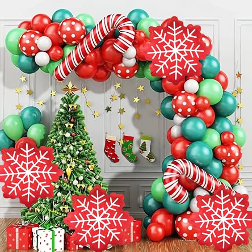 Red Snowflake Balloons for Happy New Year Winter Wonderland Christmas Party Decorations Birthday Party Decorations10pcs - Image 6