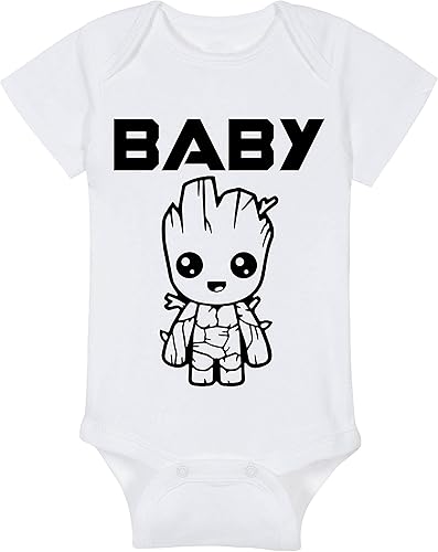 Vista 4 de Baby Groot - Mameluco de superhéroe para bebé, sombrero, manta, combinaciones de paquetes de babero