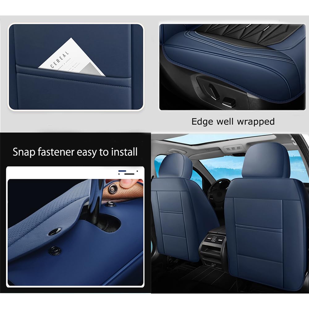 Pokrowce na siedzenia samochodowe, uniwersalne dopasowanie do Fiat Panda/Panda Cross/Panda Climbing/Panda Trekking/Panda Classic/Panda Active/Marea Luxury Nappa Leather Oddychający zestaw