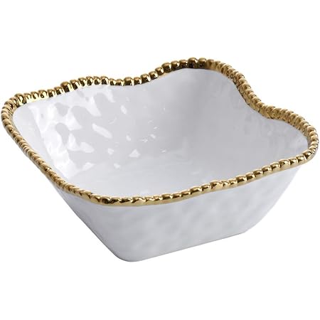 Pampa Bay Golden Salerno Ciotola Con Piedi In Porcellana – A Forma Di Fiore, 20,3x11,4 Cm, Lavabile In Lavastoviglie, Per Frutta, Snack O Centrotavola
