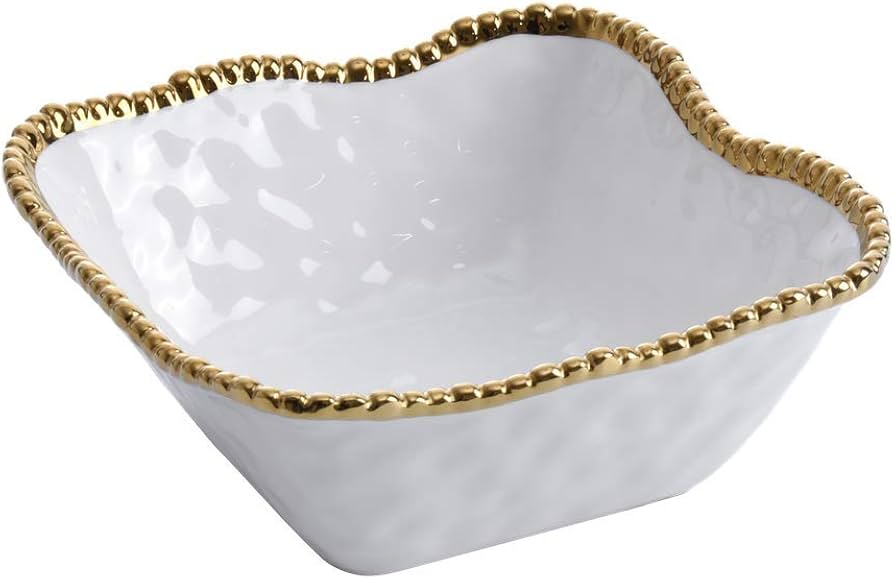 Pampa Bay Golden Salerno Porcelain Medium Square Salad Bowl