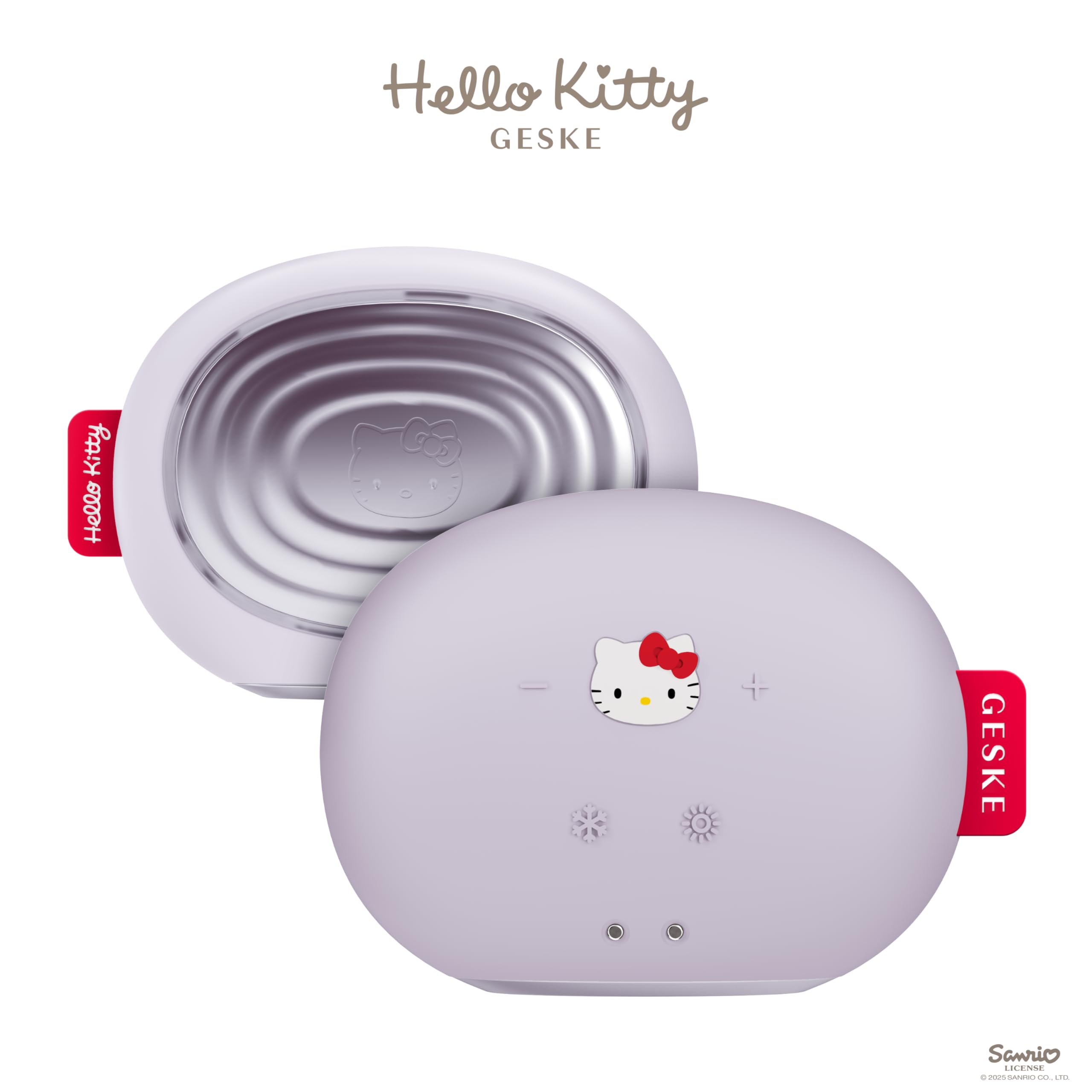 GESKE x Hello Kitty | SmartAppGuided™ Sonic Warm & Cool Mask | 8 en 1 | Máscara facial LED de belleza | Terapia luz roja | calor | Enfriamiento | Mayor absorción del cuidado facial | masajeador facial