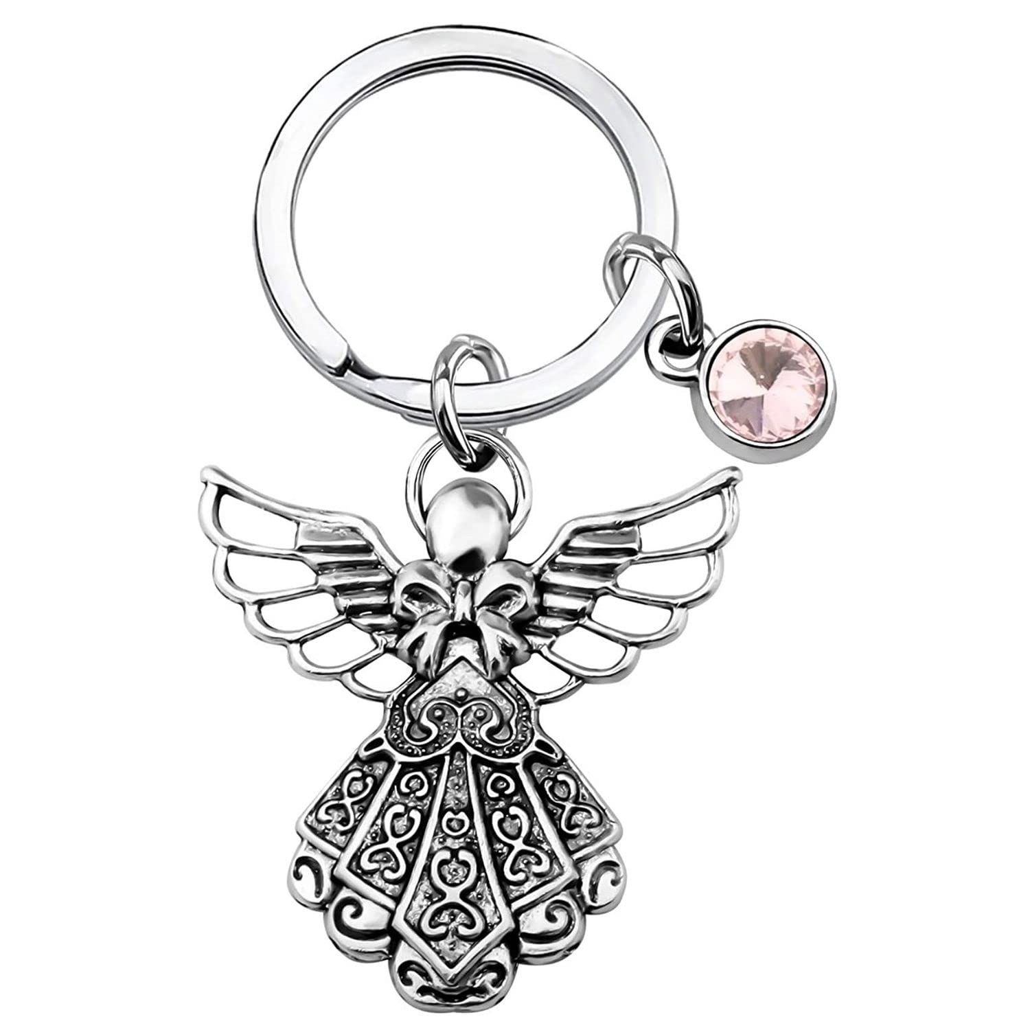 Skipper Guardian Angel Keyring with Glass Stone / Glass Crystal Gift for Man Woman Child Girl Car Keyring Silver 8856
