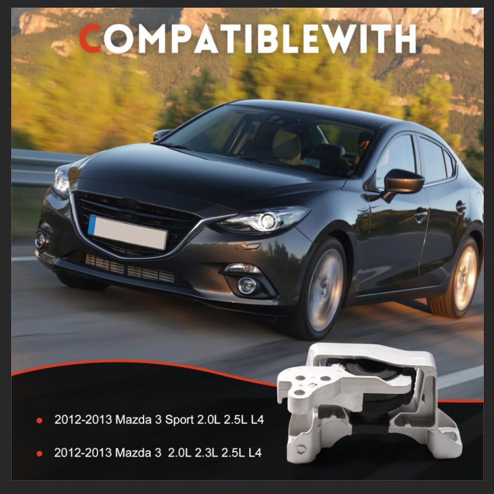 Right Engine Mount Compatible with 2012-2013 Mazda 3 / 3 Sport 2.5L 2.3L 2.0L L4 Replace BFD1-39-060 BFD1-39-060A BFD139060B