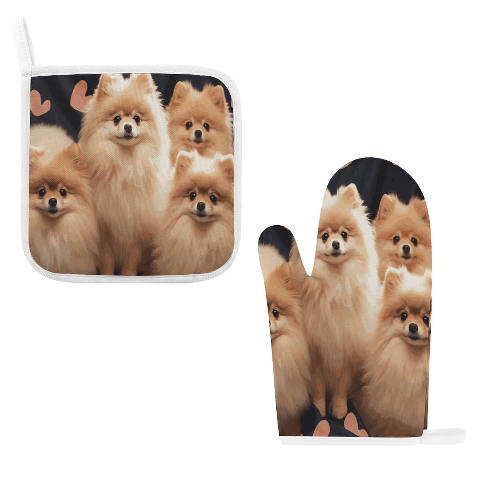 Fodpand Style Pomeranians Puppies Oven Mitts And Pot Holders Sets