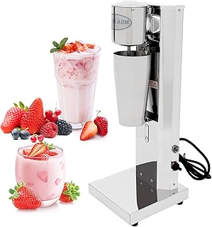 Single Head Milkshake Maker Machine Silver, Commercial Stainless Steel Electric Smoothie Blender, Electric Smoothie Ice Cream Maker for Commercial and Home(180W)