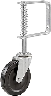 Select Hardware Spring Loaded Swivel Gate Castor, 4\" Heavy Duty Garage Door Wheel, Black