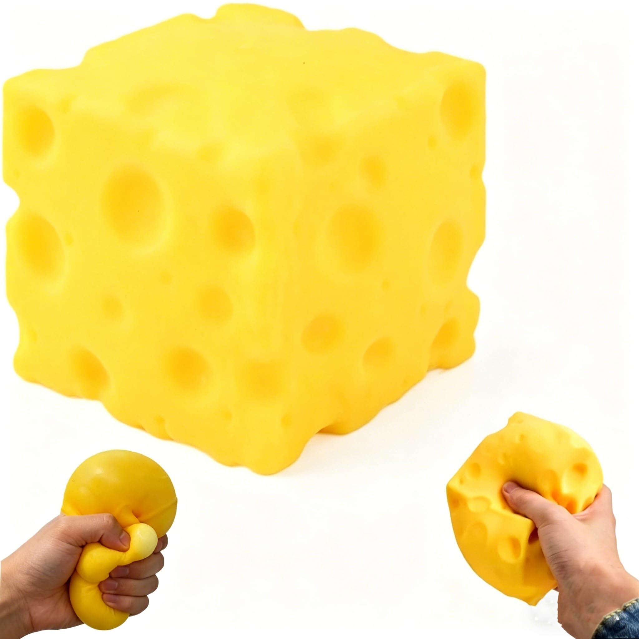 Cheese Squishy, Soft Cheese Squishy Stress Toy Relief Block, Portable Decompression Sensory Toy, Anxiety Relief Calming Fidget Toys for Kids Adults Office Home Travel (10*10cm)