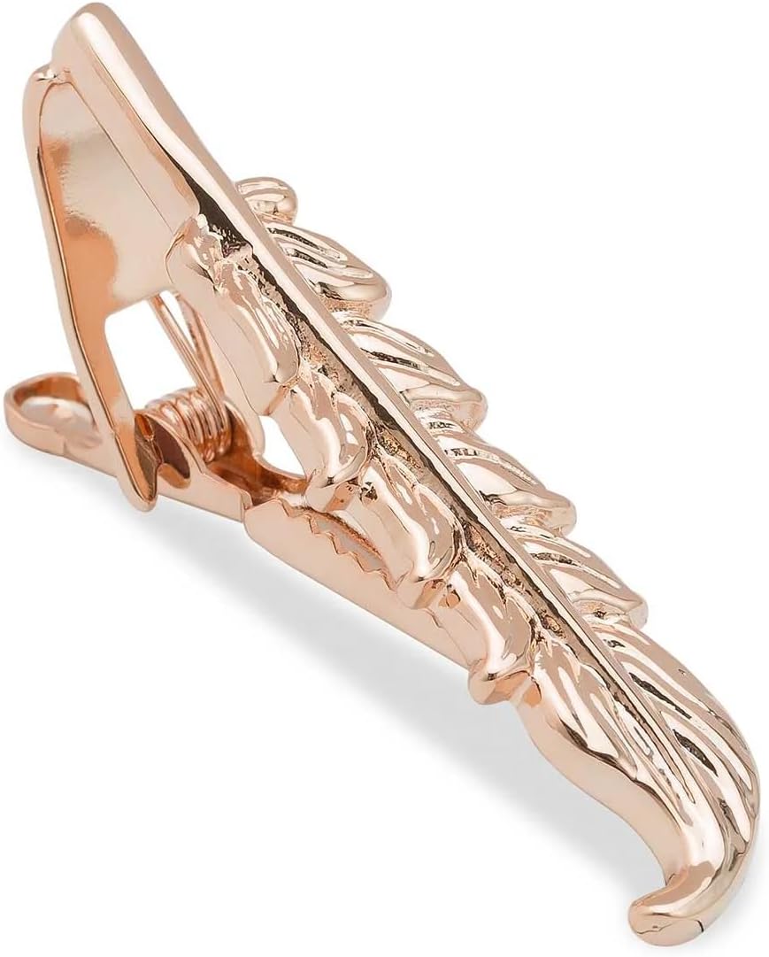Rose Gold Feather Quill Tie Bar Rose Gold Rhodium Plating Rose Gold Feather Quill Tie Bar