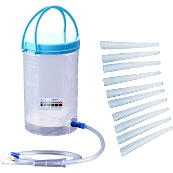 Enema Intestinal Cleansing Enema for Intestinal Irrigation Irrigator Intestinal Rinse 1200 ml Enema Enema Includes 10 Pieces Intestinal Tube Enema Enema for Adults Intestinal Rinse Home Hygienic 10 cm Intestinal Tube