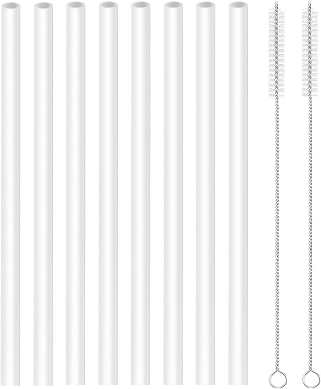 Straws Replacement Compatible with Hydro Flask Water Bottle 32oz,40 Oz -For Hydroflask Tumbler Press In Straw Lids,8 BPA- Free Long Straws,2 Straw Brushes