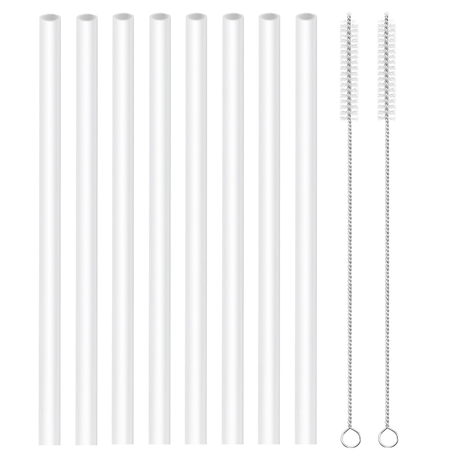 Lot de 8 pailles de rechange compatibles avec les bouchons de bouteille d'eau Hydro Flask et les couvercles de paille à presser - Sans BPA - Longues pailles et 2 brosses à paille