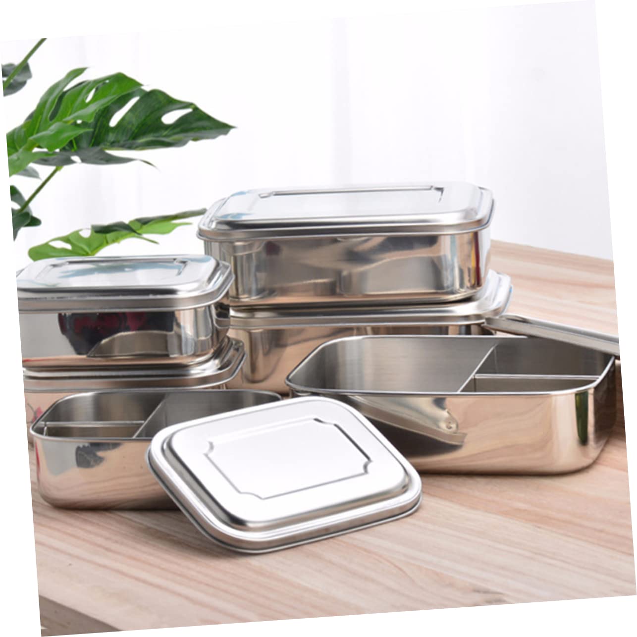 IMIKEYA Boîte à Lunch en Acier Inoxydable à 3 Compartiments Boîtes à Collation Bento Stockage Des Aliments Alimentation Saine Lavable Lave-vaisselle