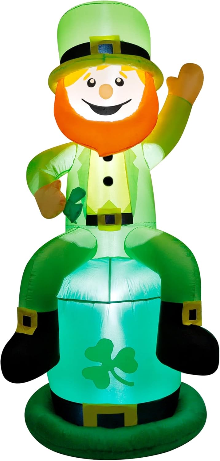 yofit 5 FT St. Patrick's Day Inflatable Leprechaun, Blow up Leprechaun Shamrock Outdoor Decoration with LED Lights, Perfect for Yard Garden Lawn Front Door Holiday Decor : Patio, Lawn & Garden