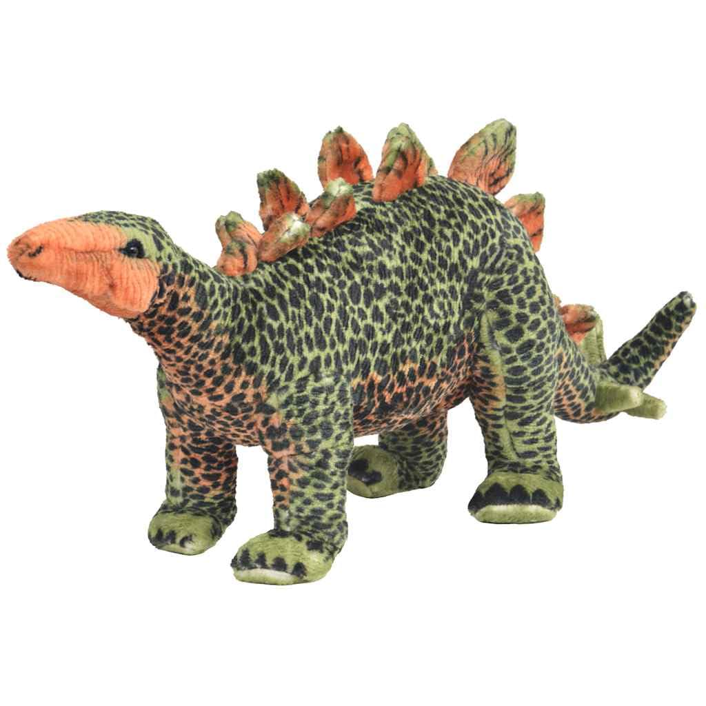 Stegosaurus pluszowe zwierzątko, stojące, zielone i pomarańczowe, XXL, miękka maskotka ze stalową ramą, 110 x 35 cm, obciążenie 100 kg, do pokoju dziecięcego, łóżka i odgrywania ról
