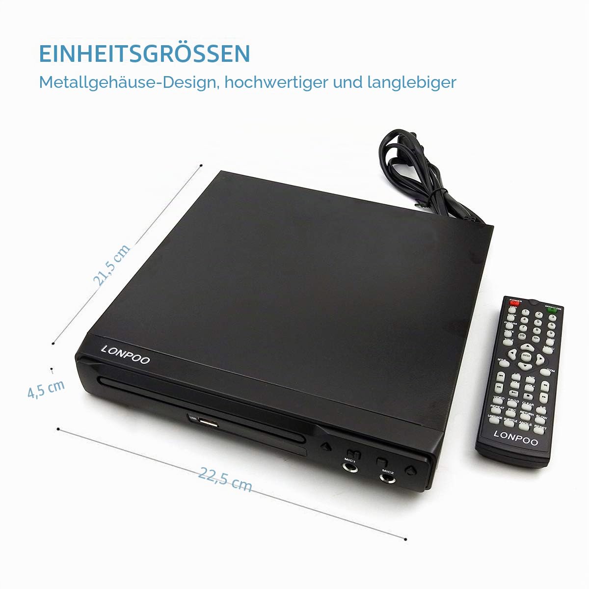 Kompakter DVD-Player mit SCART-Anschluss, Regionsfreier HD-DVD-CD-Player mit HDMI-Anschluss/AV-Anschluss, integriertes PAL/NTSC-TV-System, unterstützt MIC-Eingang, USB-Eingang (DVD Player)