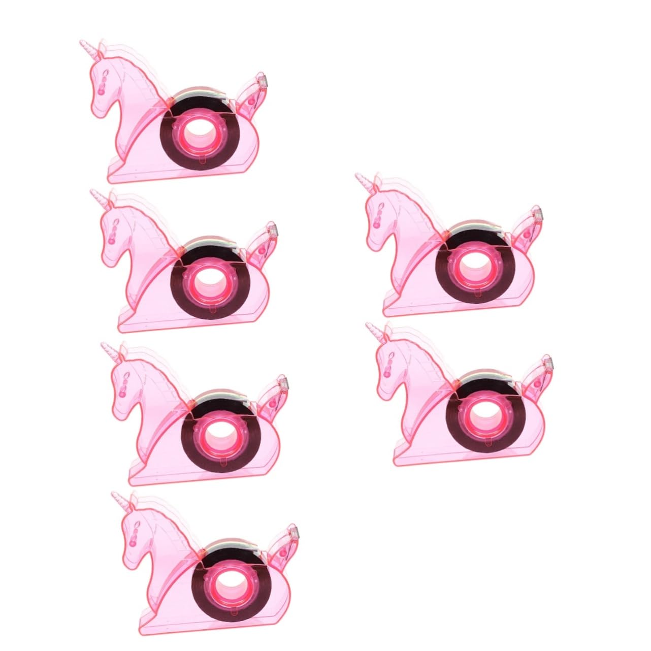 SHINEOFI 6pièces Distributeurs De Ruban Adhésif Mignon Forme De Licorne Coupe-ruban Décoratifs Pour Bureau Et Maison