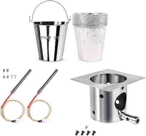 QuliMetal Cubo de grasa de goteo, olla de quemadura de fuego de acero inoxidable 304 y 2 juegos de piezas de repuesto para parrillas de pellets