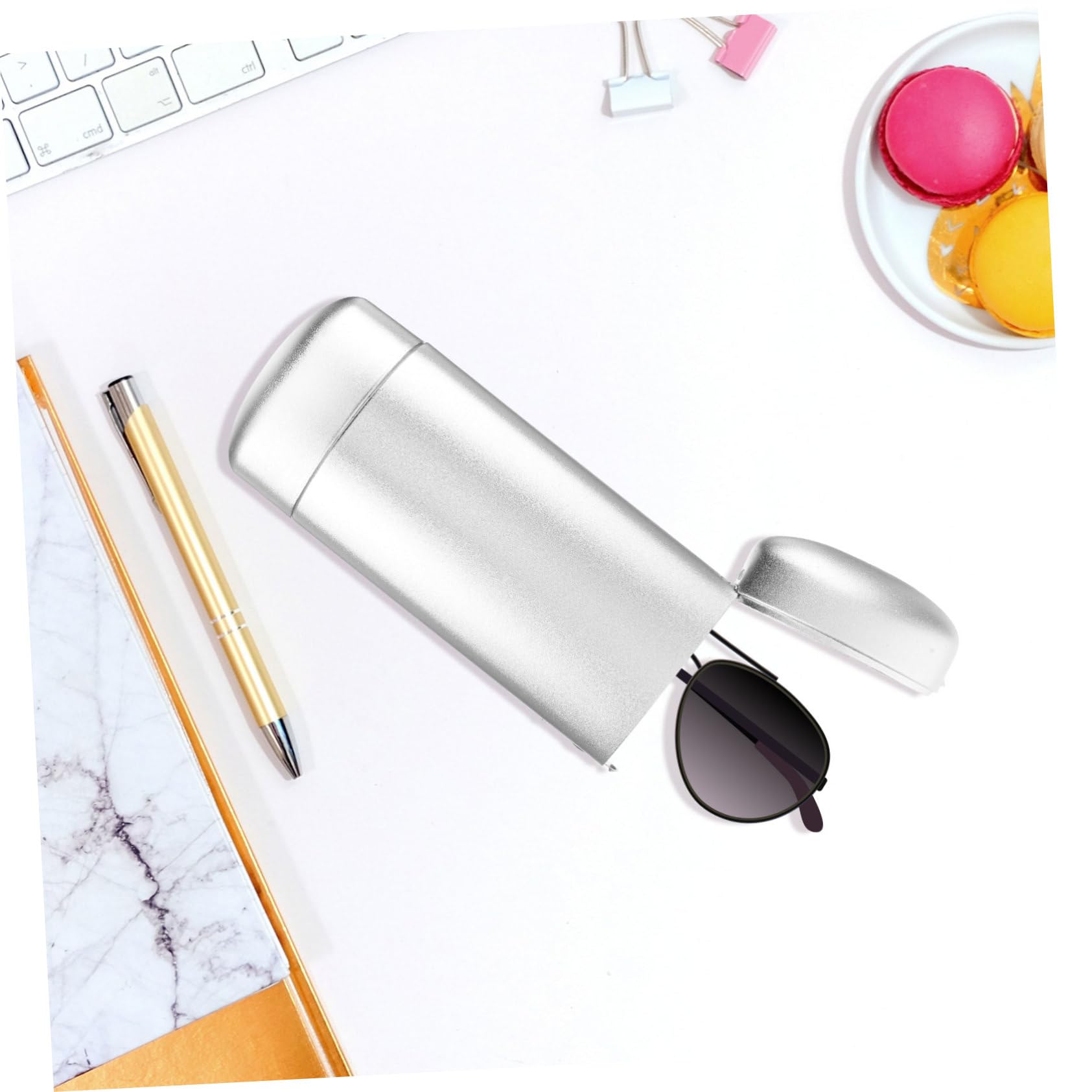 Healeved Estuche De Aluminio Para Gafas Estuche Para Gafas Carcasa Dura Sol Estuche De Anteojos Estuche Para Anteojos Caso De Anteojos De Viaje Lentes Plegable Plata Aleación De Aluminio