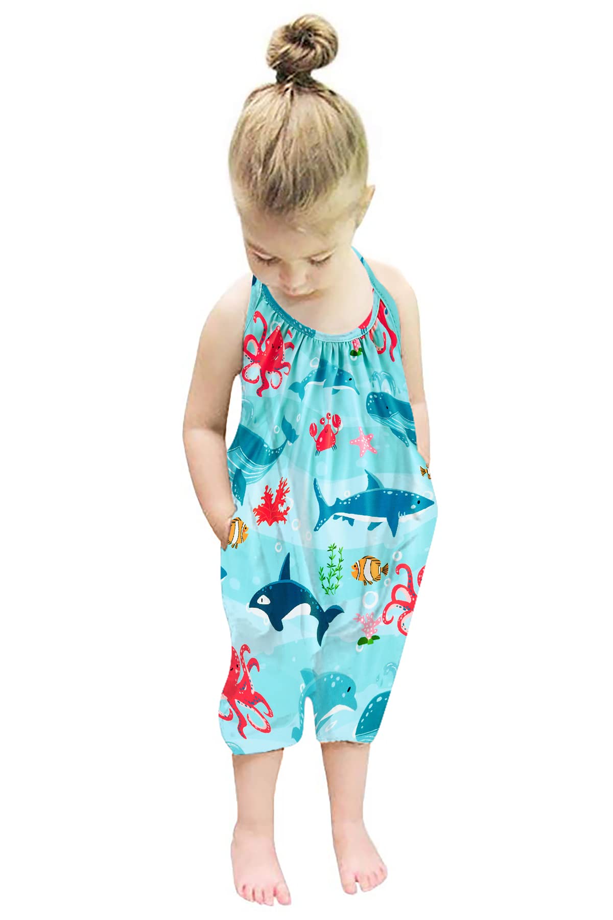 Backless Strap Slouch Jumpsuit For Toddler Girls Cute Harem Halter