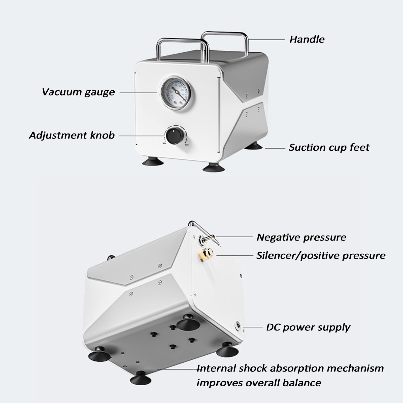 Labor-Einzel-Unterdruck-Vakuumpumpe, ölfreie Membran-Vakuumpumpe, einstellbare Pumpgeschwindigkeit, tragbare ölfreie Membran-Vakuumfiltration, Variable Durchflussregelung, mit Pumpen(60l)