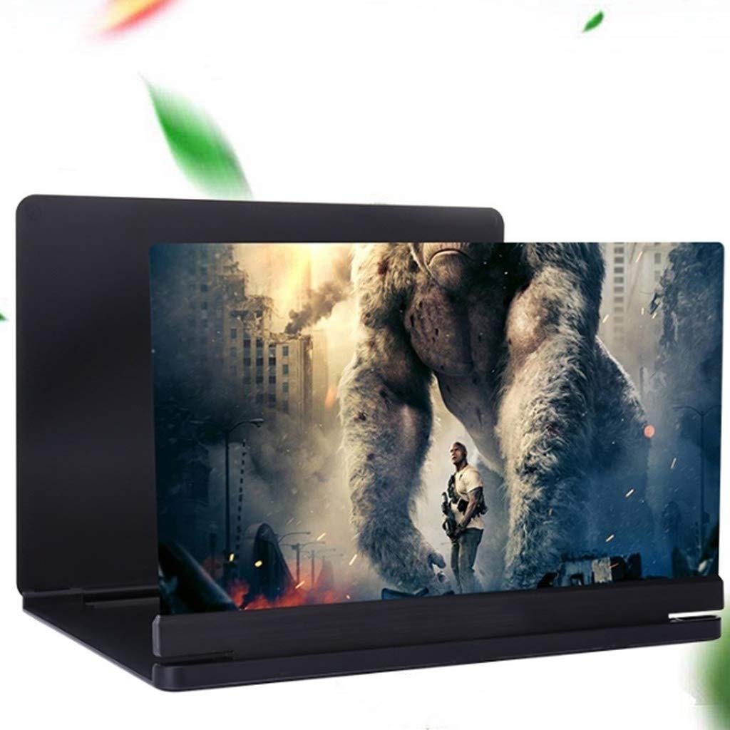 Lente di ingrandimento per Schermo Lente d'Ingrandimento for Smartphone da 18", Schermo ingranditore 3D Pieghevole for cellulari, Film e Video(Black)