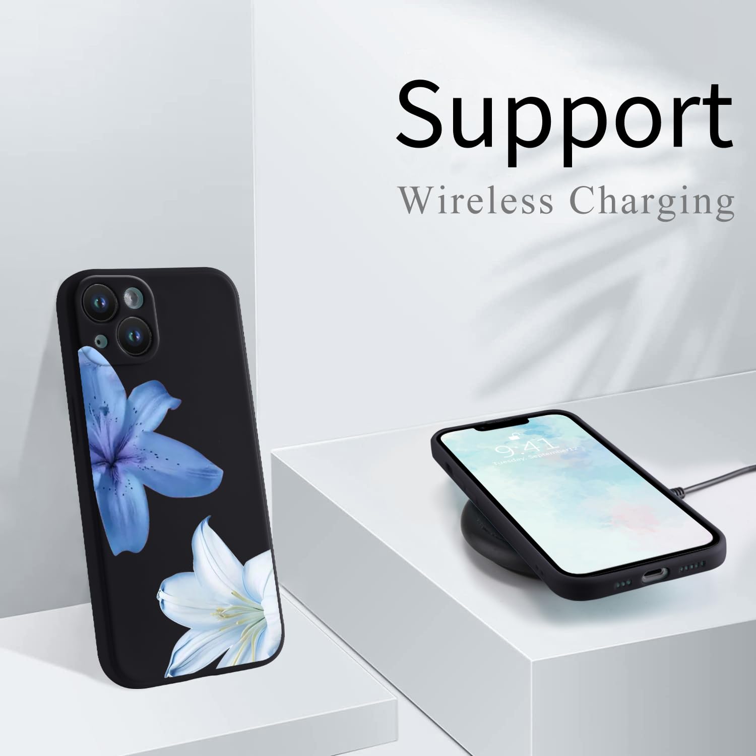 Wihytec Blue&White Lily Phone Case Cover for iPhone 11 Blue Lily