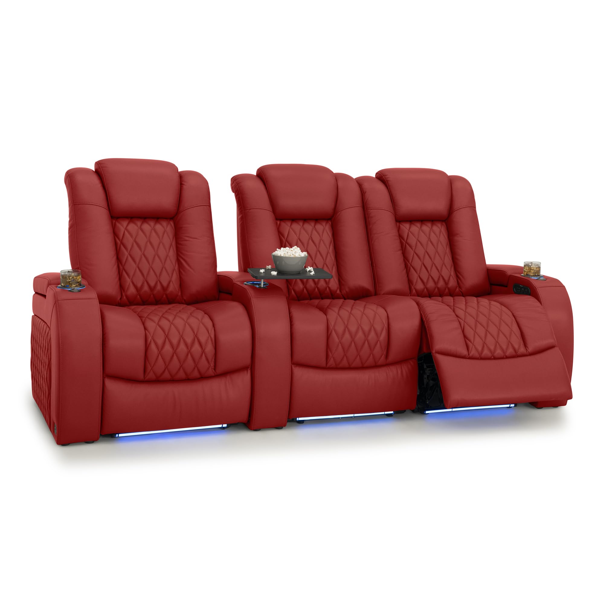 Seatcraft Diamante Home Theater Seating Red Row of 3 Right Loveseat