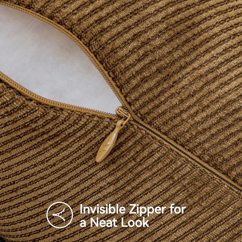 Image of a moment Pack of 2 Decorative Chenille Throw Pillow Covers with Twill Cushion Covers for Sofa Living Room Couch Bed 18x18 Inch Warm Brown