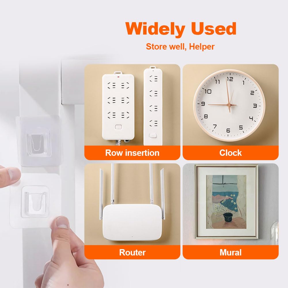 JUDUNA Ganchos de pared adhesivos transparentes de doble cara sin clavos, sin daños y sin rastro, ganchos autoadhesivos fuertes para baño y cocina, oficina, sin uñas, sin daños y sin rastros (50)