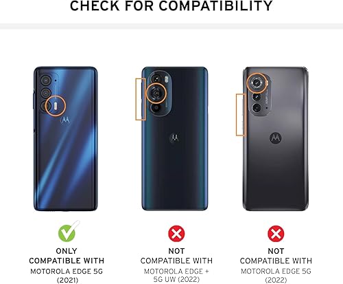 Miniatura 2 de NZND Funda para Motorola Edge 5G UW, Motorola Edge 2021 con protector de lente de cámara de vidrio templadosoporte de anillocordón para correa de