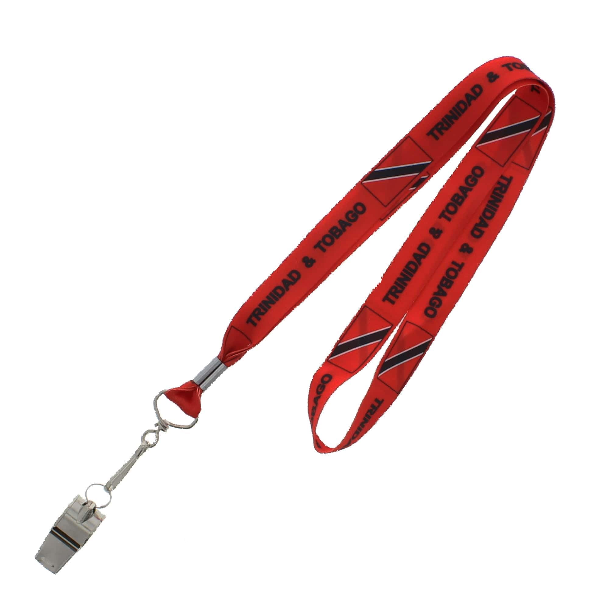 Zac's Alter Ego Unisex Red Metal Whistle On Trinidad & Tobago Lanyard