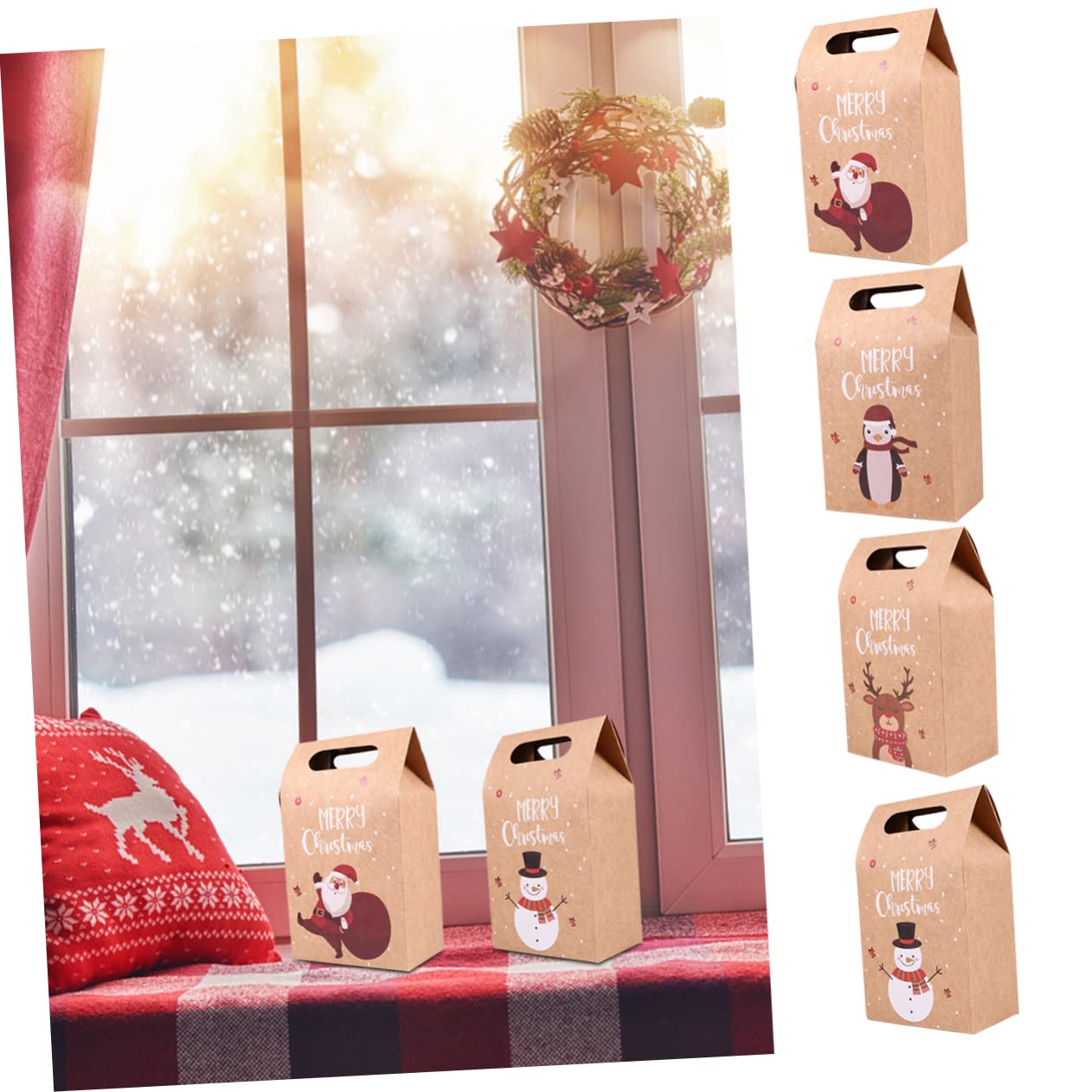 SEWOART 24piezas Bolsas Kraft Resistente y Para Envolver Para Fiestas Navideñas