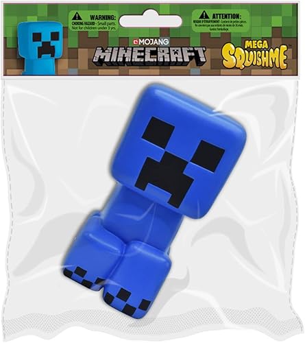 Miniatura 4 de Minecraft Blue Super Charged Creeper Mega SquishMe - Perfecto para recuerdos de fiesta, premios de aula, juguetes para aliviar el estrés, cajas de
