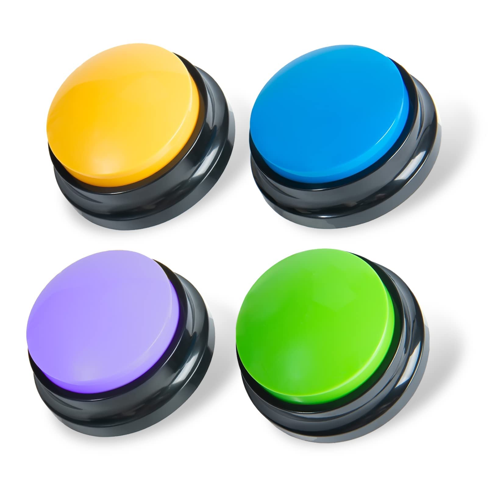 KASTWAVERecordable Dog Buttons,Dog Buttons for Communication Pet Training Buzzer, 20 Second Record & Playback Dog Talking Button Set Funny Gift for Cat Pet Training Office Home Game(4 Packs)